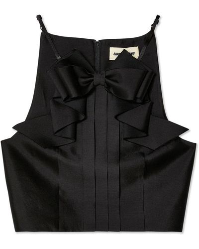ShuShu/Tong Bow-embellished Cropped Top - Black