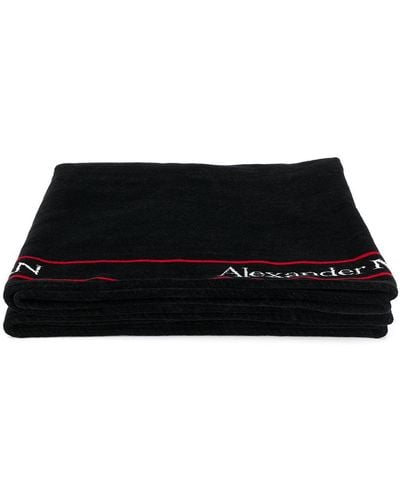 Alexander McQueen アレキサンダー・マックイーン ジャカード ロゴ ビーチタオル - ブラック