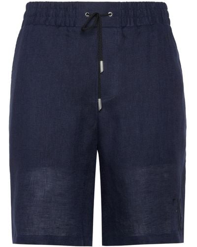 Billionaire Elasticated-waist Linen Shorts - Blue