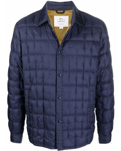 Woolrich Quilted Button-down Coat - Blue