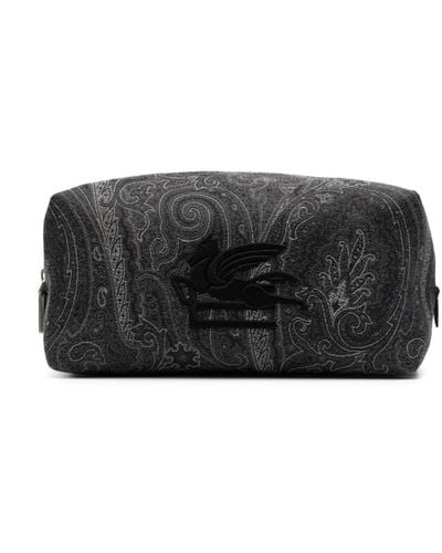 Etro Paisley-print Zipped Wash Bag - Black
