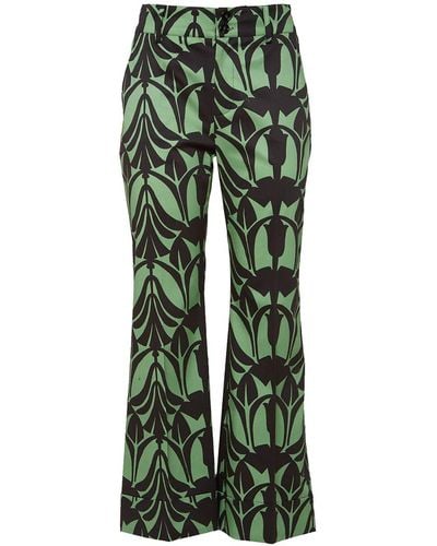 La DoubleJ Graphic-print Cropped Trousers - Green