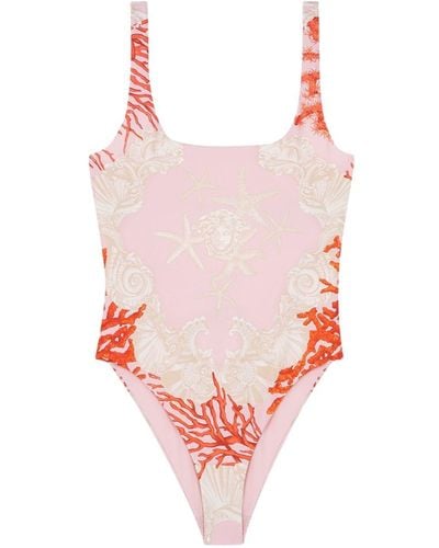 Versace Barocco Sea Scoop-back Swimsuit - Pink