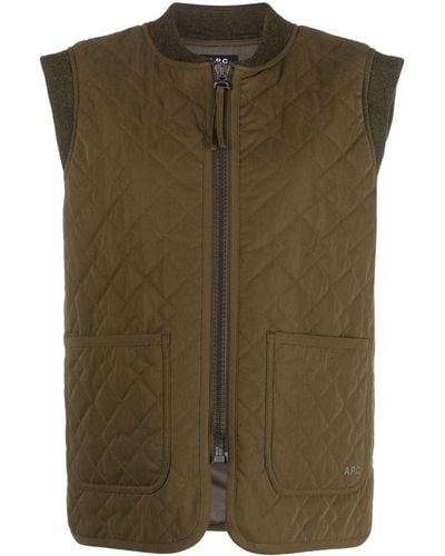 A.P.C. Elea Quilted Gilet - Green