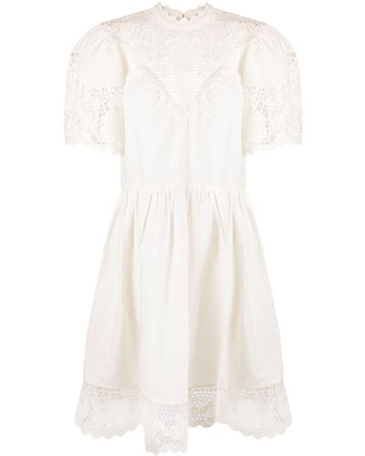 Ulla Johnson Lace-embellished Short-sleeve Dress - White