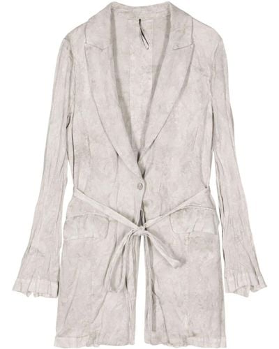 Masnada Belted Distressed Coat - White