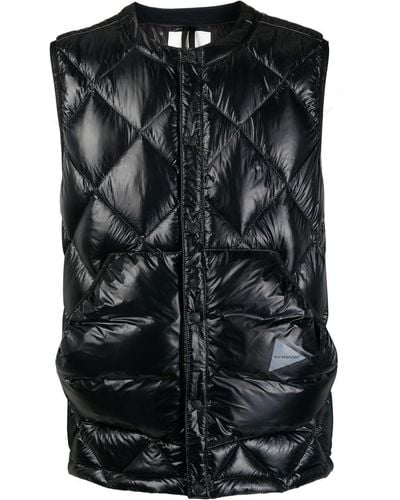 and wander Diamond Quilted Down Vest - Black