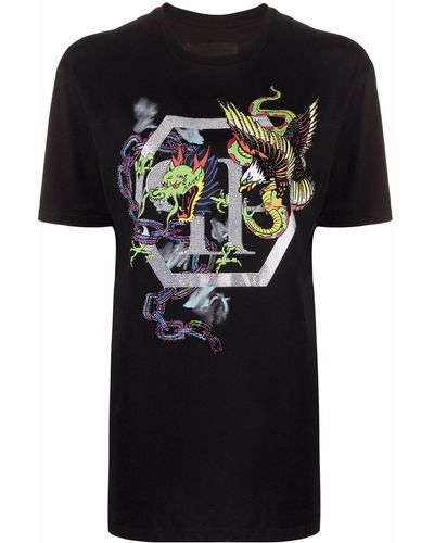 Philipp Plein T-Shirt mit grafischem Print - Schwarz