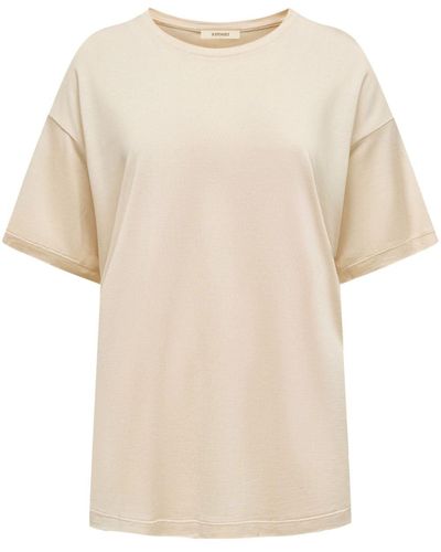 12 STOREEZ Jersey-texture Silk T-shirt - Natural