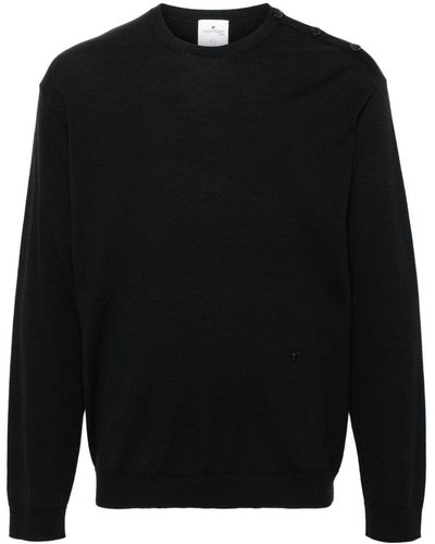Courreges Feinstrick-Pullover mit Schulterknöpfen - Schwarz