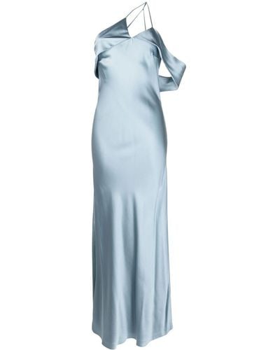 Michelle Mason Bias-cut One-shoulder Gown - Blue