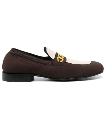 Marni Sock-style Chain-print Loafers - Brown
