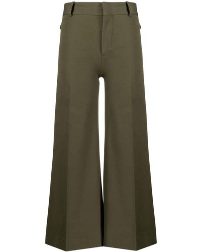 FRAME Le Palazzo Cropped Trousers - Green
