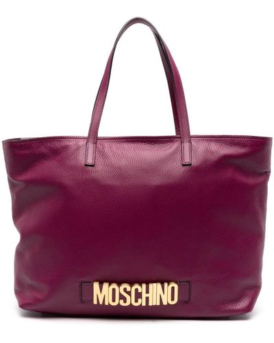 Moschino Logo-lettering Leather Tote Bag - Purple