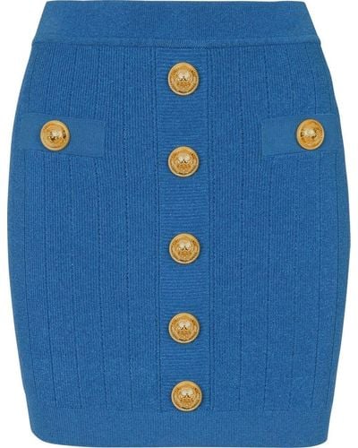 Balmain ボタン ペンシルスカート - ブルー