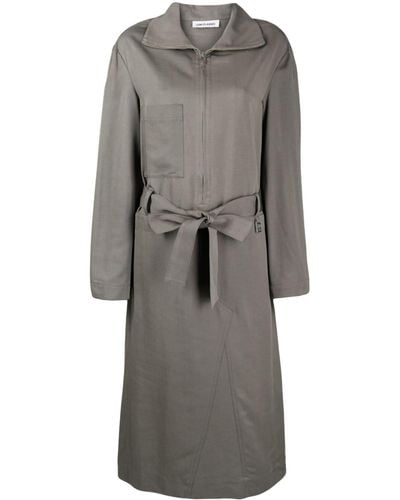 Low Classic Belted Zip-up Midi Dress - Gray