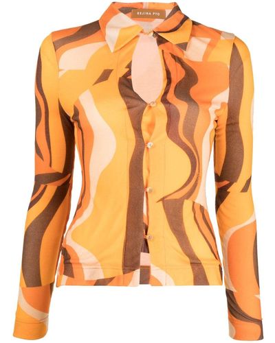 Rejina Pyo Lowry Cut-out Abstract-orint Shirt - Orange