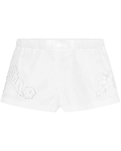 Versace Broderie-anglaise Mini Shorts - White