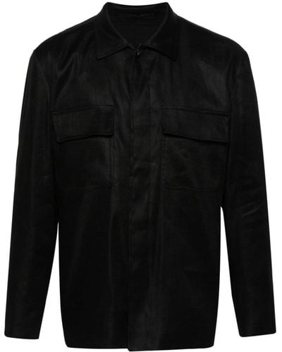 Lardini ボタン シャツジャケット - ブラック