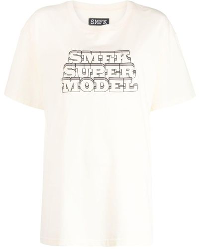 SMFK Logo-print Cotton T-shirt - White
