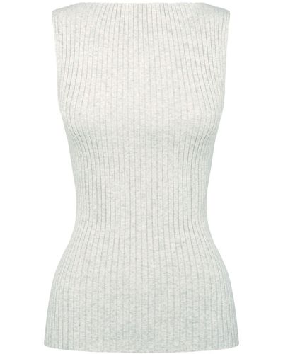 Anna Quan Paloma Ribbed-knit Top - White