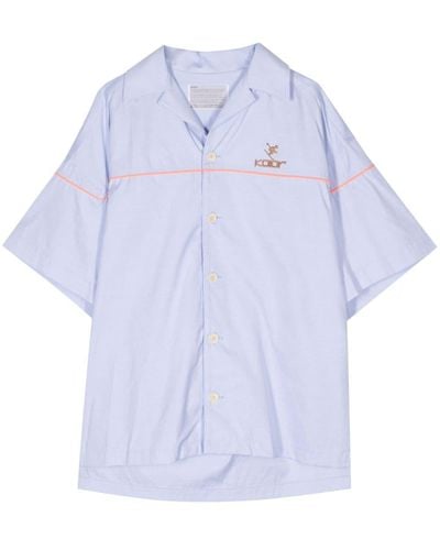 Kolor Logo-embroidered Cotton Shirt - Blue