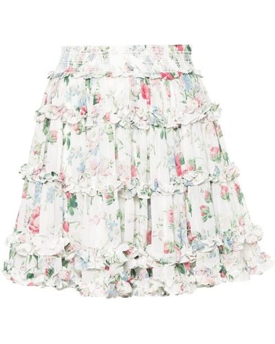 Needle & Thread Floral Ruffled Mini Skirt - White