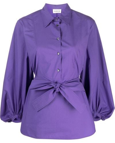 P.A.R.O.S.H. Belted Wide-sleeved Blouse - Purple