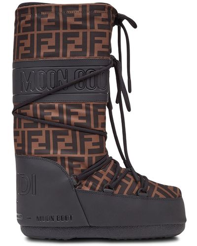 Fendi Monogram Moon Boots - Brown