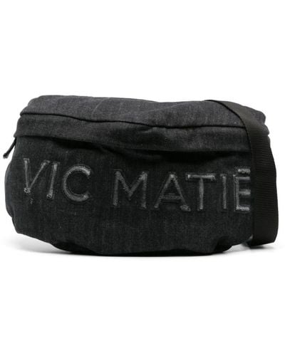 Vic Matié Logo-embossed Denim Belt Bag - Black