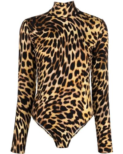 Stella McCartney Body mit Leoparden-Print - Schwarz