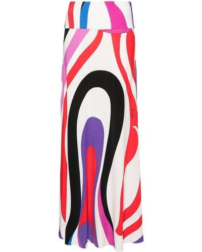 Emilio Pucci Marmo-print Long Skirt - Red