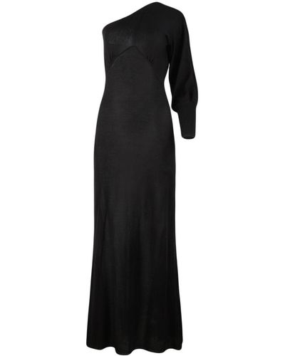 RTA One-shoulder Long Silk Dress - Black