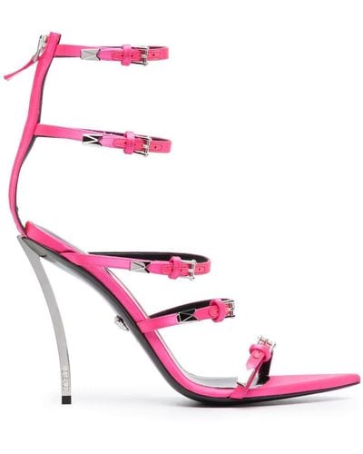 Versace Pin-point 120mm Strappy Sandals - Pink
