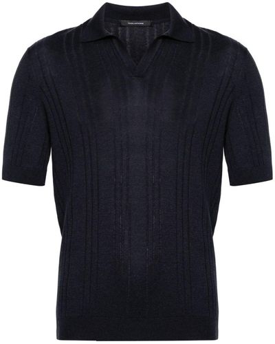 Tagliatore Knitted Silk Polo Shirt - Black