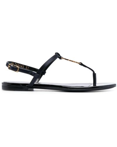 Saint Laurent Cassandra Sandalen Met Logoplakkaat - Zwart