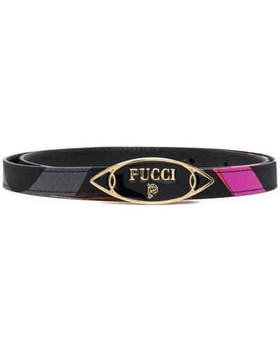 Emilio Pucci Multi-way Stripes Leather Belt - Black