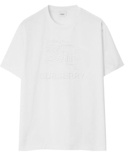Burberry T-shirt Met Logo-reliëf - Wit