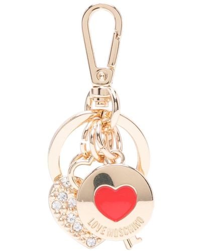 Love Moschino Logo-debossed Heart-charm Keyring - Pink
