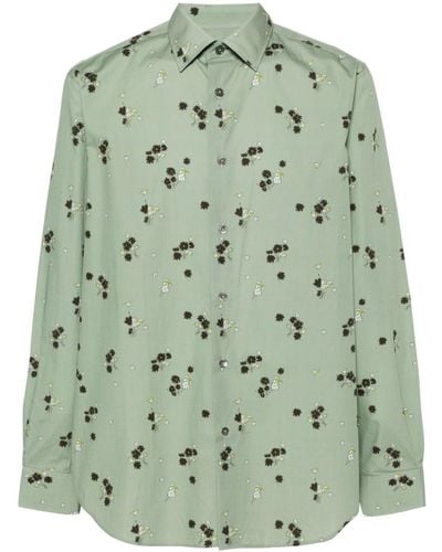 Paul Smith Katoenen Overhemd Met Bloemenprint - Groen