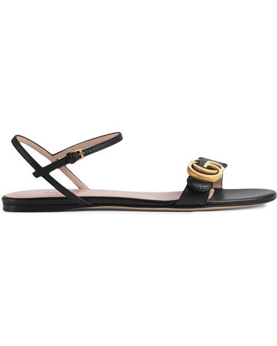 Gucci Double G Leather Sandals - Black
