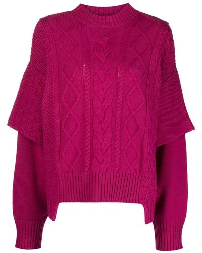 Khrisjoy Logo-jacquard Cable-knit Sweater - Pink