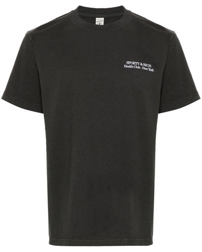 Sporty & Rich Slogan-print Cotton T-shirt - Black
