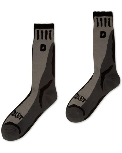 Doublet Two Dimensional Pattern-intarsia Socks - Black