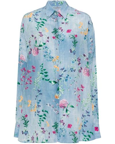 Ermanno Scervino Overhemd Met Bloemenprint - Blauw