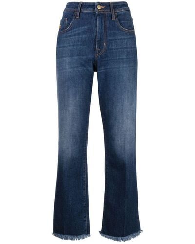 Jacob Cohen Logo-embroidered Fringe Jeans - Blue