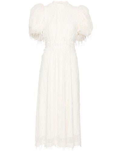 ROTATE BIRGER CHRISTENSEN Puff-sleeve Sequined Midi Dress - White