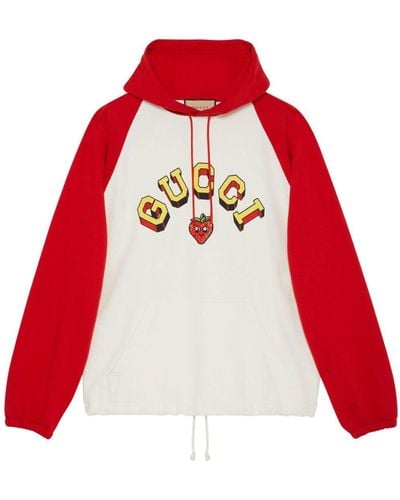 Gucci Logo-print Cotton Hoodie - Red