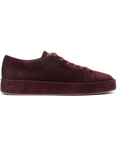 Santoni Suede Lace-up Sneakers - Red