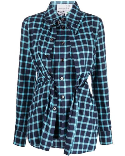 Natasha Zinko Long-sleeve Checked Shirt - Blue